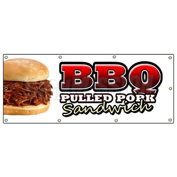 BBQ PULLED PORK SANDWICH BANNER SIGN barbque bbq signs slo slow cooked